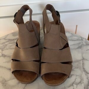 Dansko tan leather wedge sandals size 37